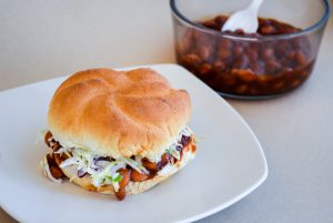 Meatless Monday Easy BBQ Bean and Coleslaw Sandwhich