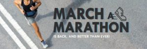 March a Marathon logo over man running on street